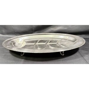 Vintage Silverplated Meat Tray Platter 16in Silver Tree Well Footed Platter